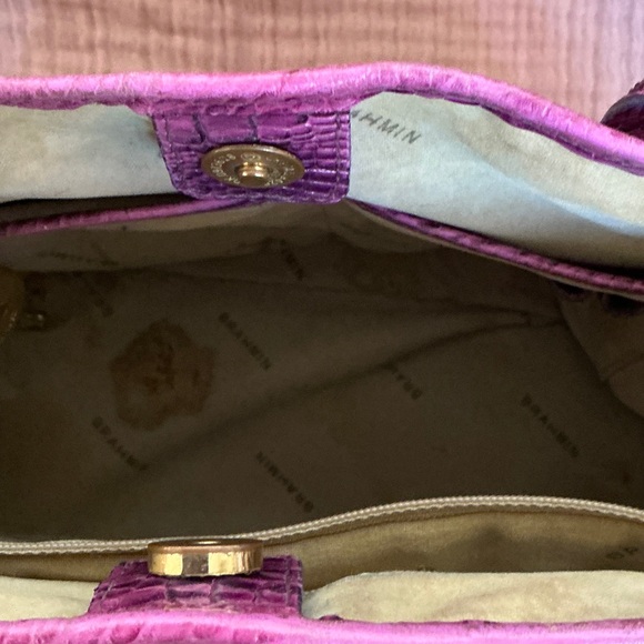 Brahmin Mini Tote Crocodile-Embossed Purple Tote - Picture 6 of 8